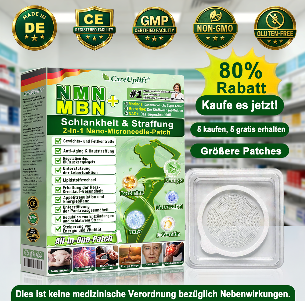🇩🇪 𝐎𝐟𝐟𝐢𝐜𝐢𝐚𝐥𝐞𝐫 𝐃𝐞𝐮𝐭𝐬𝐜𝐡𝐥𝐚𝐧𝐝-𝐒𝐡𝐨𝐩 | 🧑‍⚕️🩺 𝐂𝐚𝐫𝐞𝐔𝐩𝐥𝐢𝐟𝐭® Moringa · Berberin × NAD+ 𝟏𝟎-𝐢𝐧-𝟏 𝐀𝐝𝐯𝐚𝐧𝐜𝐞𝐝 𝐍𝐚𝐧𝐨-𝐌𝐢𝐤𝐫𝐨𝐧𝐚𝐝𝐞𝐥-𝐏𝐚𝐭𝐜𝐡 — 𝐄𝐢𝐧𝐦𝐚𝐥 𝐭ä𝐠𝐥𝐢𝐜𝐡, 𝐬𝐢𝐜𝐡𝐭𝐛𝐚𝐫𝐞 𝐄𝐫𝐠𝐞𝐛𝐧𝐢𝐬𝐬𝐞 𝐢𝐧 𝟕 𝐓𝐚𝐠𝐞𝐧